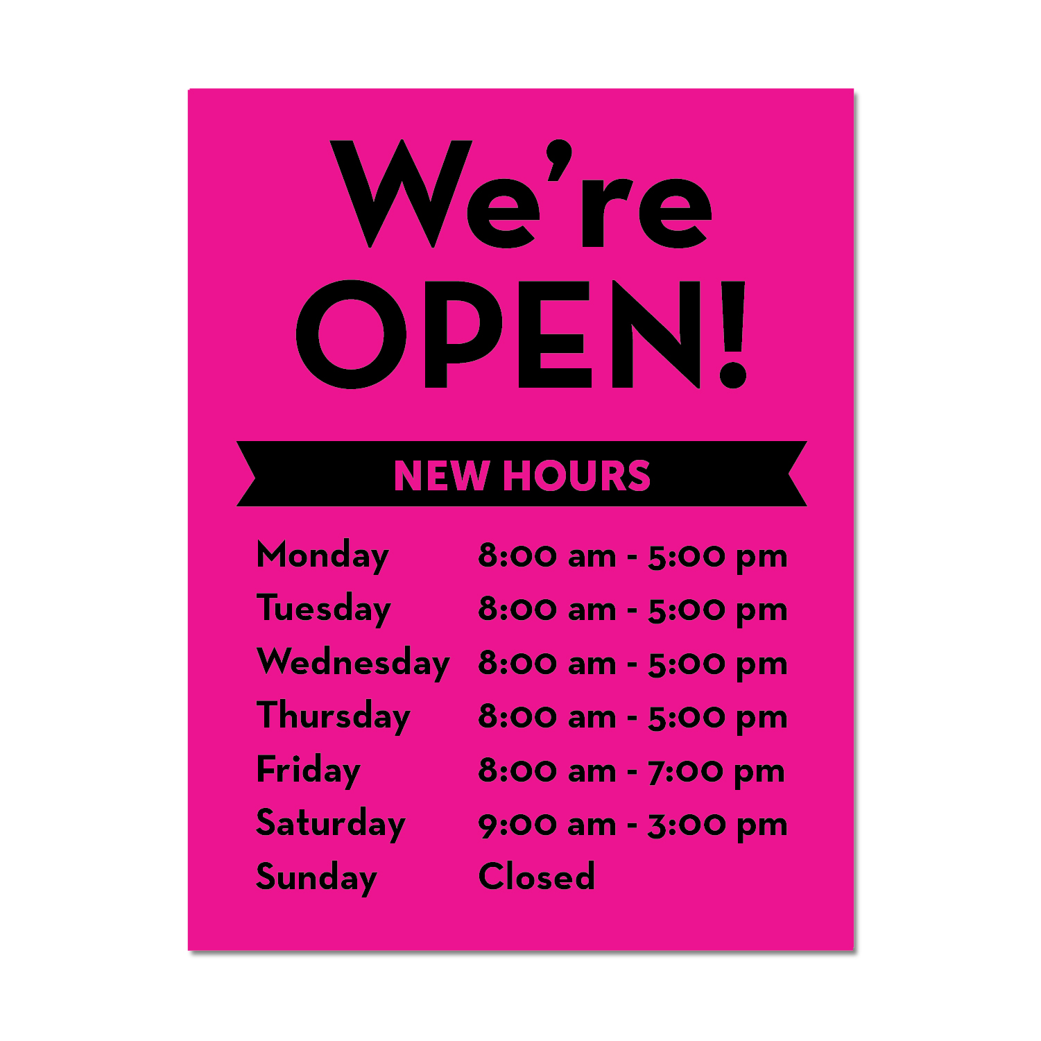 New Business Hours Sign Back to Business Templates ASTROBRIGHTS