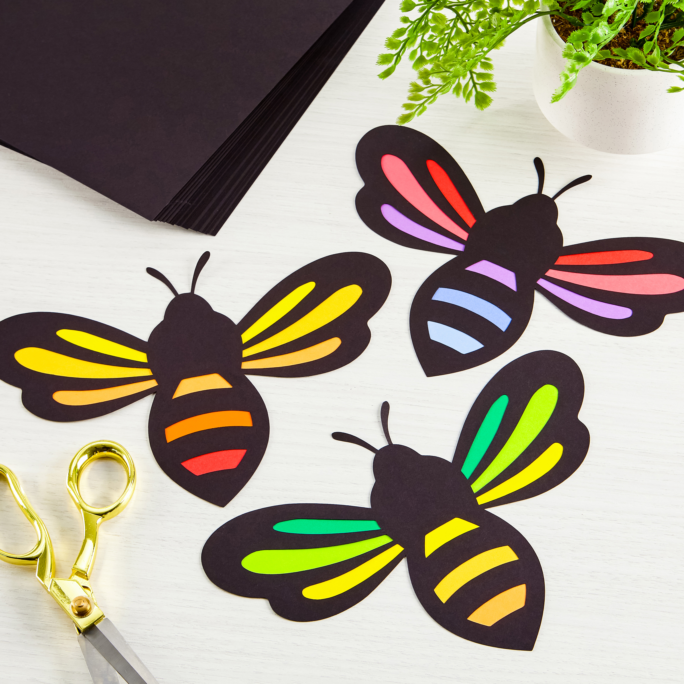 Bees-Black-Cardstock