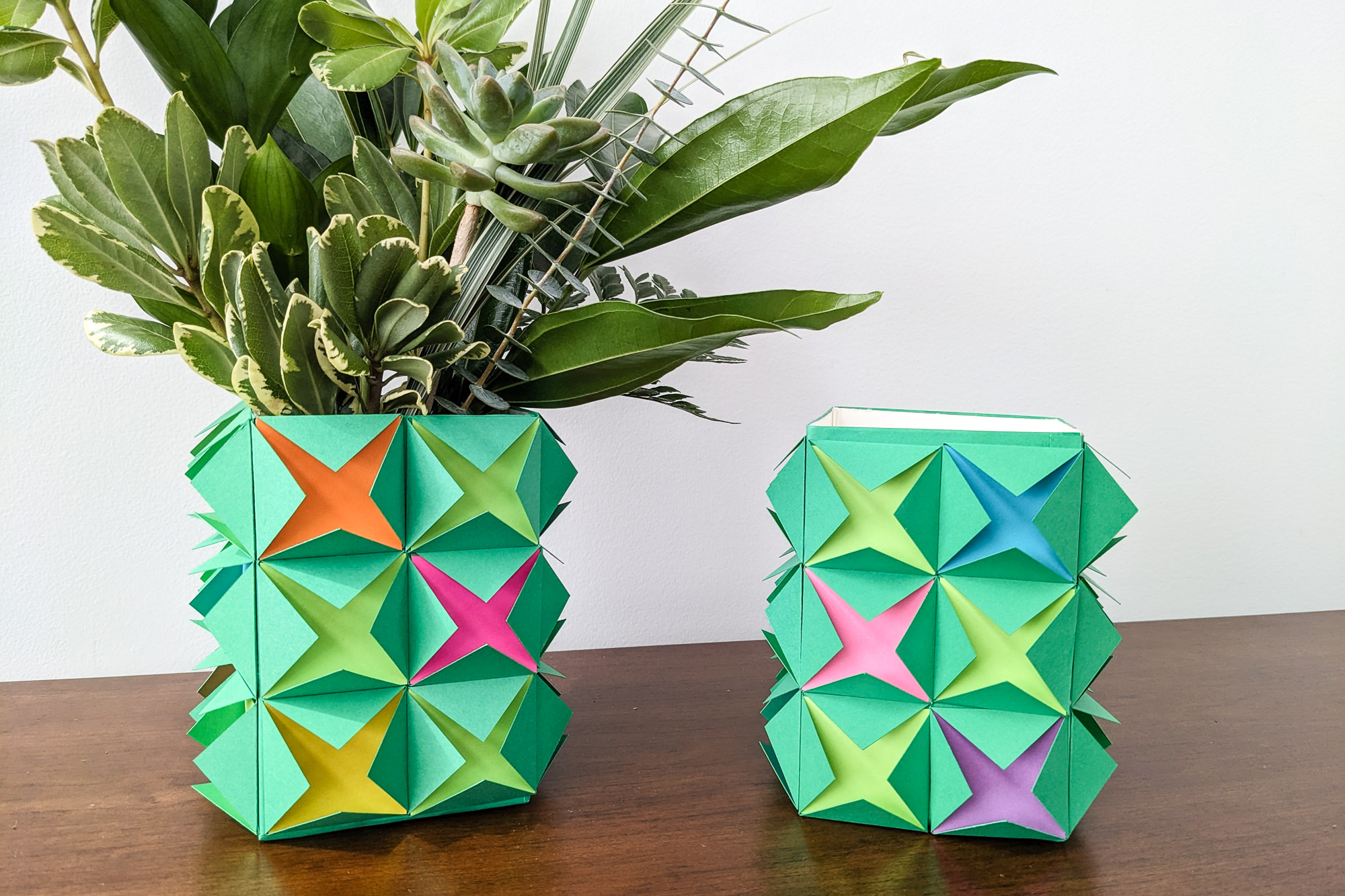 DIY paper emerald vases 