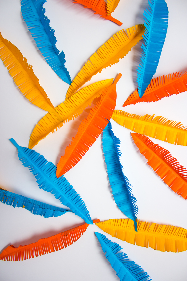 Colorful Fringed Paper Feathers