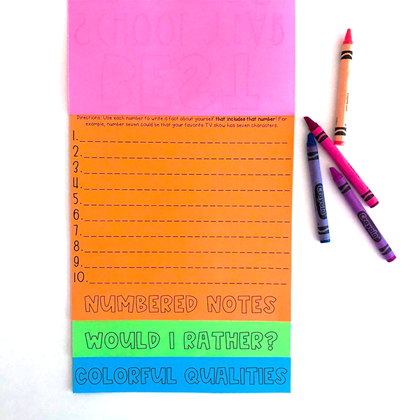 Numbered Notes Classroom Activity