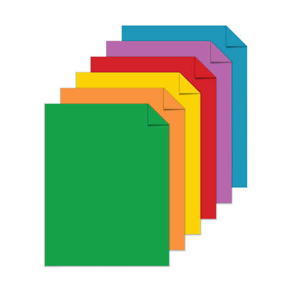 Primary Two 6-Color Assortment, 8.5” x 11”, 24 lb/89 gsm, 120 Sheets, Color Paper