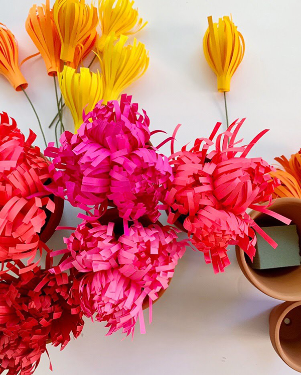 Terra Cotta Pot Paper Spider Mums