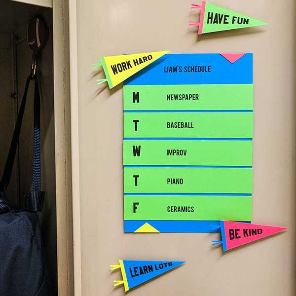 Locker Decor Schedule